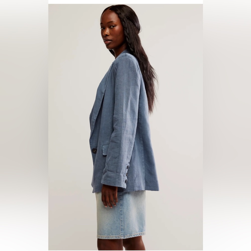FREE PEOPLE Prep School Blazer in Color Vintage Indigo - Picture 4 of 12